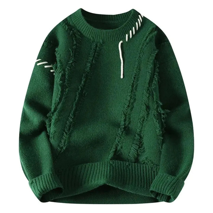 Nelson - Men's Ripped Patchwork Crewneck Sweater