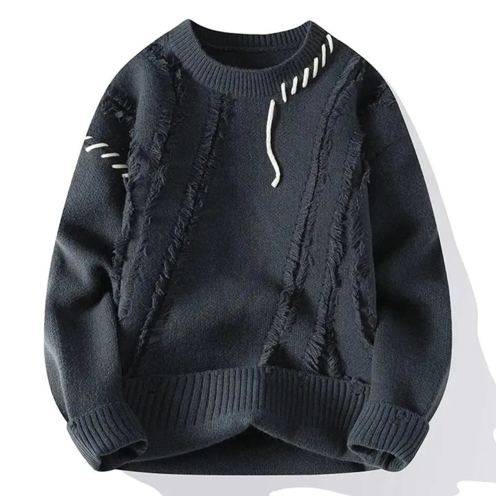 Nelson - Men's Ripped Patchwork Crewneck Sweater