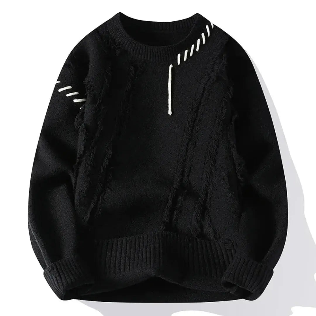 Nelson - Men's Ripped Patchwork Crewneck Sweater