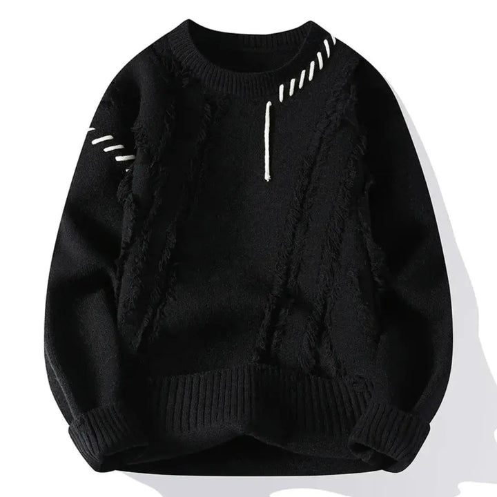Nelson - Men's Ripped Patchwork Crewneck Sweater