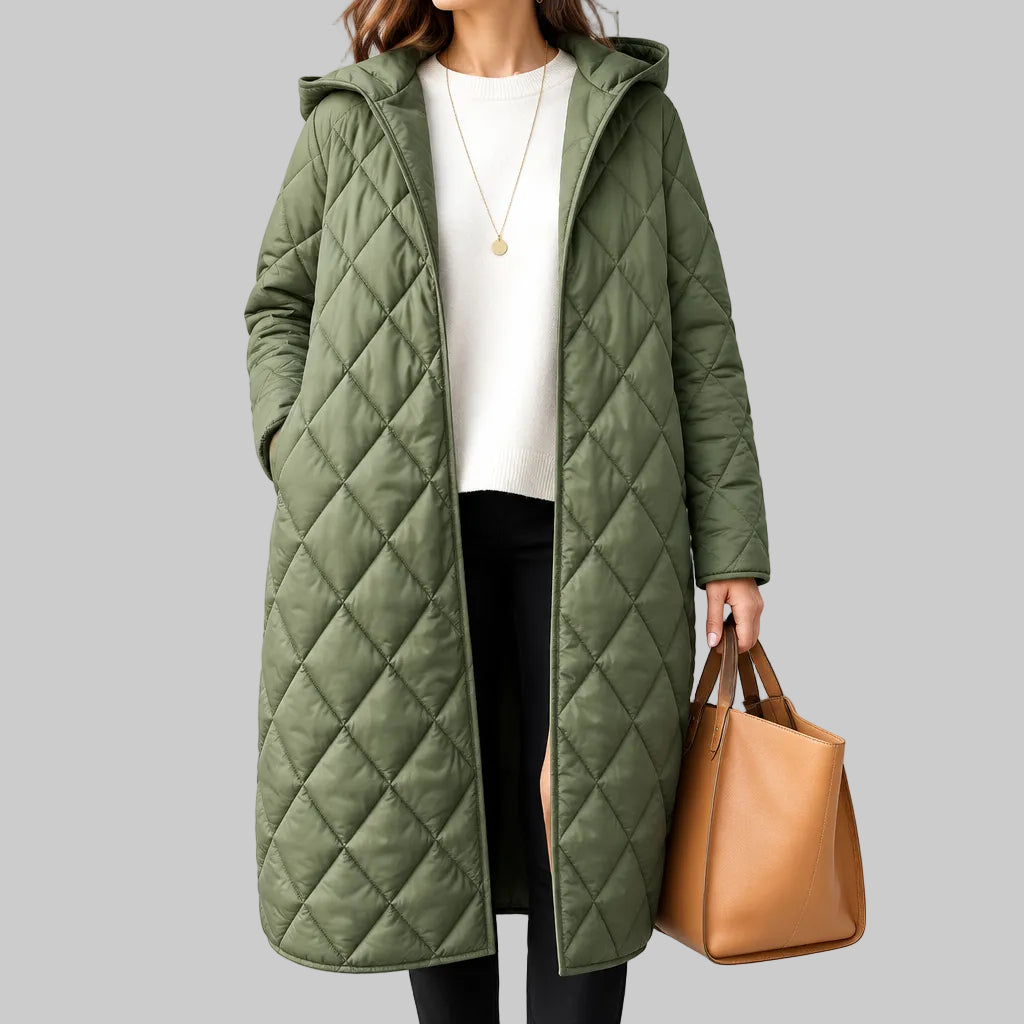 Nicole - Women's Hooded Long Quilted Coat 2