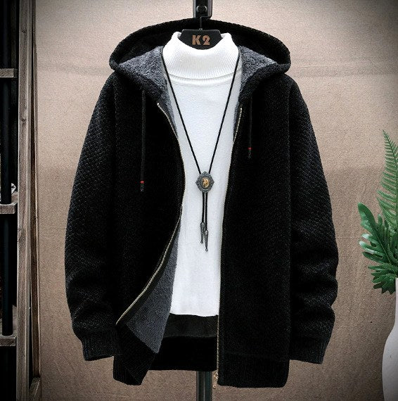 Nolan - Men's Textured Knit Zip-Up Hooded Jacket 2