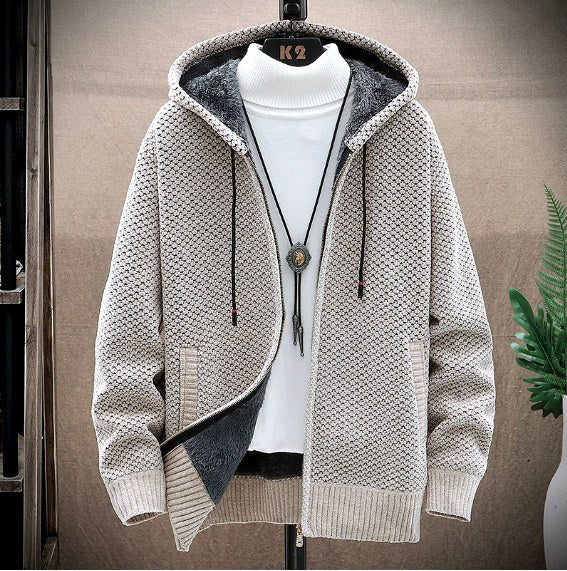 Nolan - Men's Textured Knit Zip-Up Hooded Jacket 4