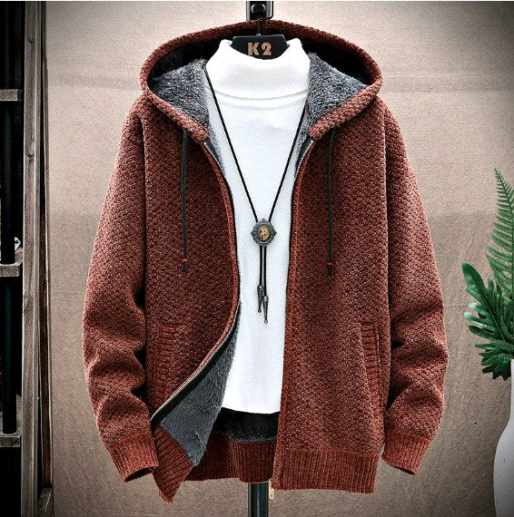 Nolan - Men's Textured Knit Zip-Up Hooded Jacket 5