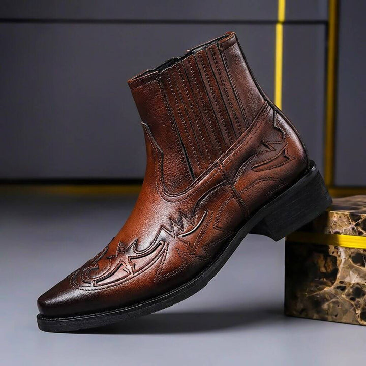 Nollan - Men's Genuine Leather Embossed Chelsea Boots
