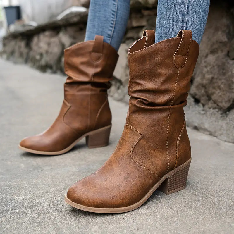 Norah - Women's Slouched Block Heel Boots