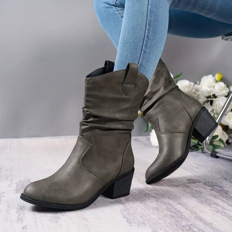 Norah - Women's Slouched Block Heel Boots