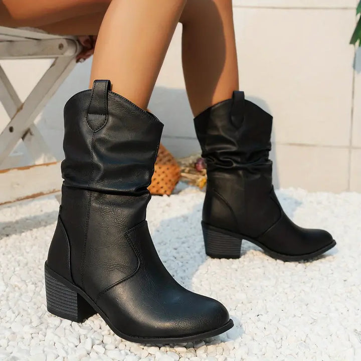 Norah - Women's Slouched Block Heel Boots