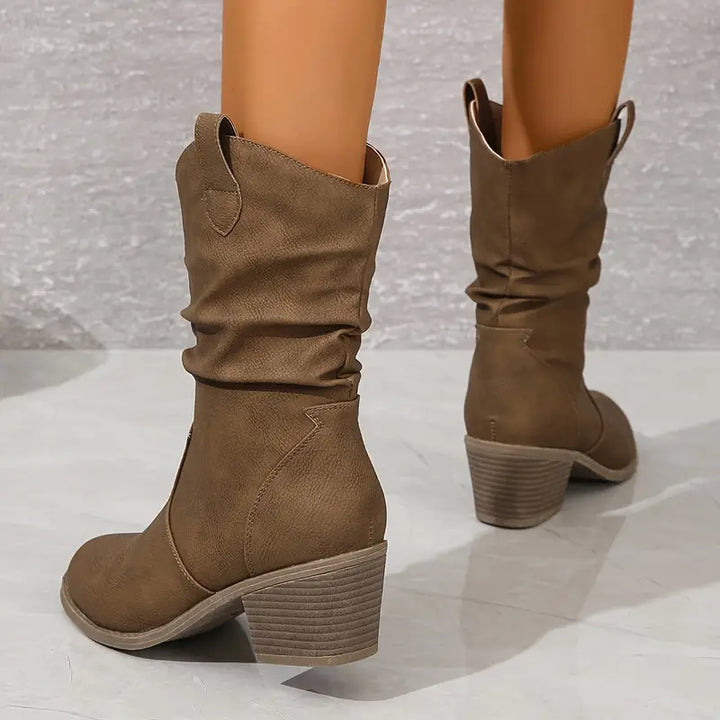 Norah - Women's Slouched Block Heel Boots