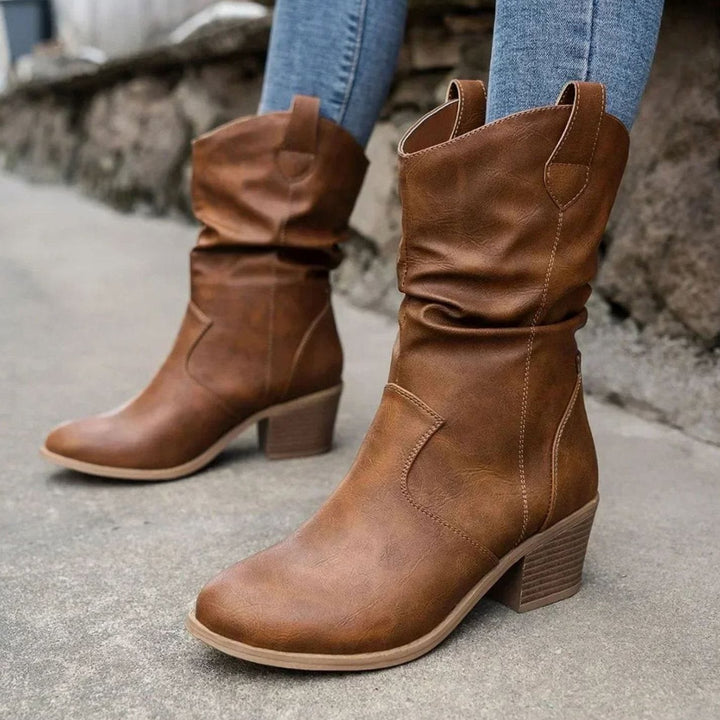 Noreen - Women's Slouch Boots with Block Heel