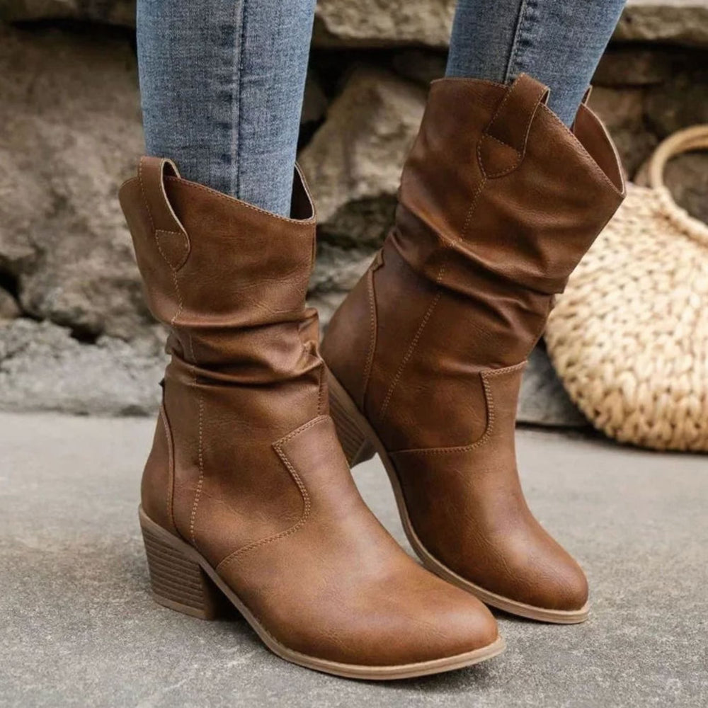 Noreen - Women's Slouch Boots with Block Heel