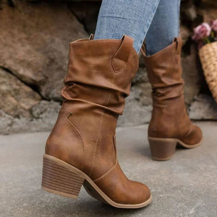 Noreen - Women's Slouch Boots with Block Heel