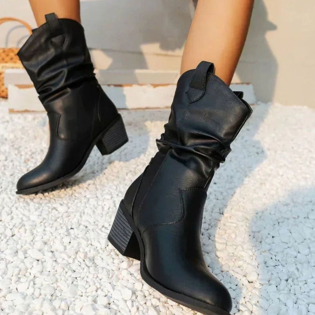 Noreen - Women's Slouch Boots with Block Heel