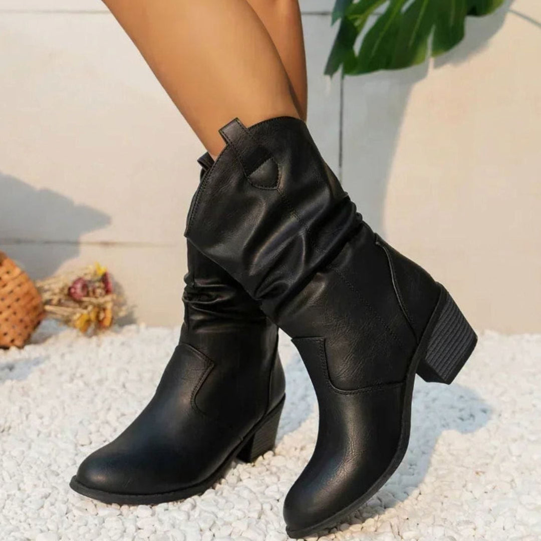 Noreen - Women's Slouch Boots with Block Heel