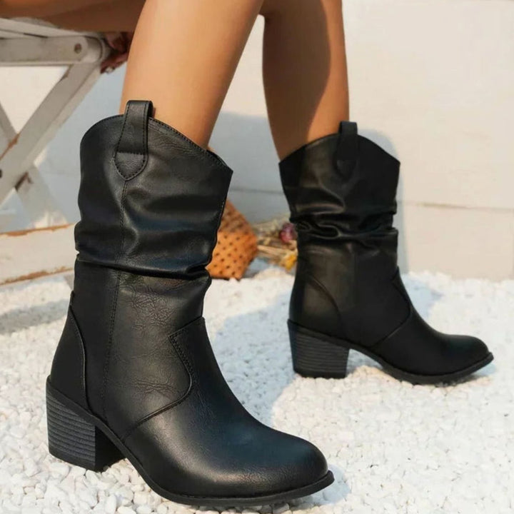 Noreen - Women's Slouch Boots with Block Heel