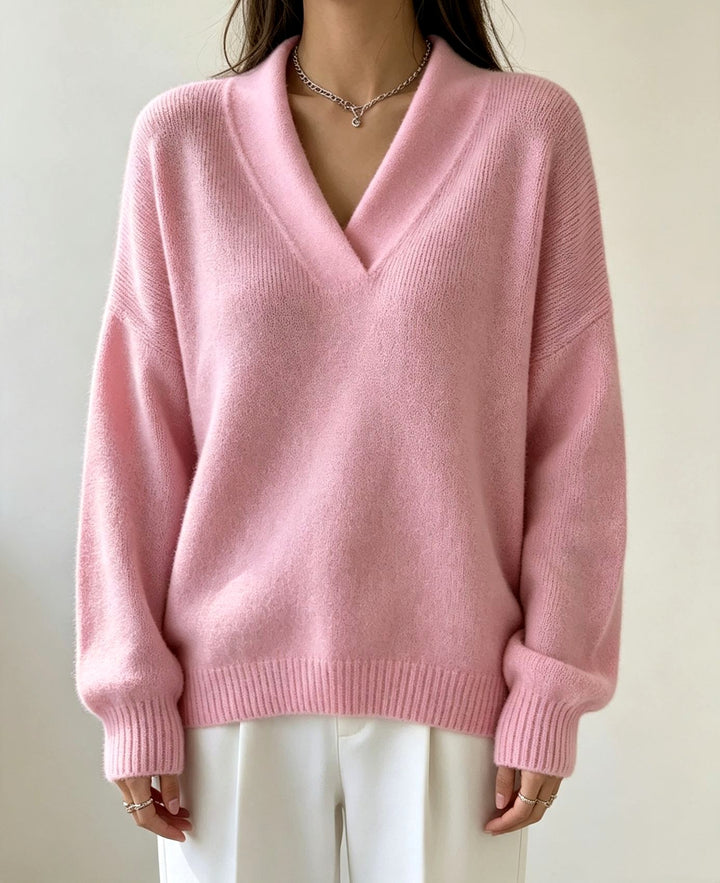 Odette - Women's Oversized V-Neck Sweater 2