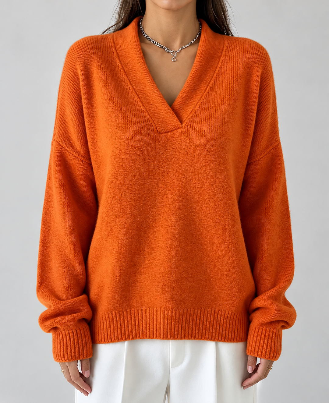 Odette - Women's Oversized V-Neck Sweater 5