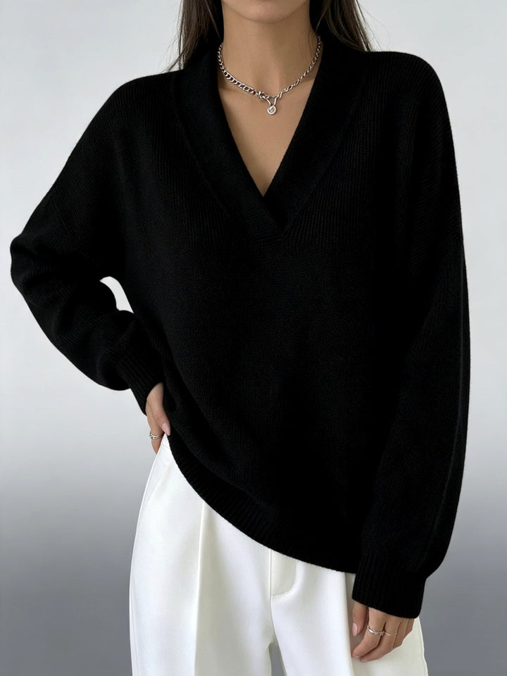 Odette - Women's Oversized V-Neck Sweater 5