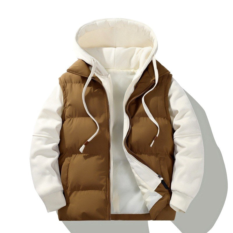 Oliver - Men’s Color-block Hooded Puffer Layered Jacket 4