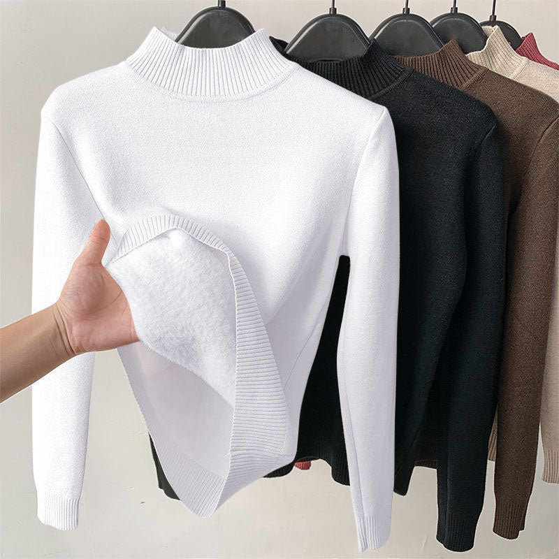 Olivia - Women's Ribbed Mock Neck Long Sleeve Sweater