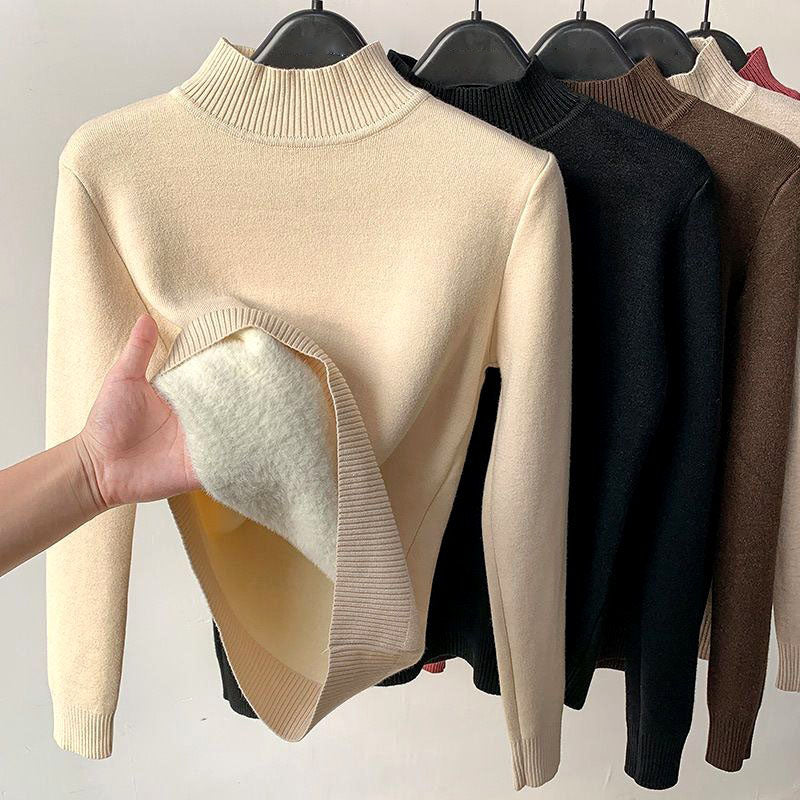 Olivia - Women's Ribbed Mock Neck Long Sleeve Sweater