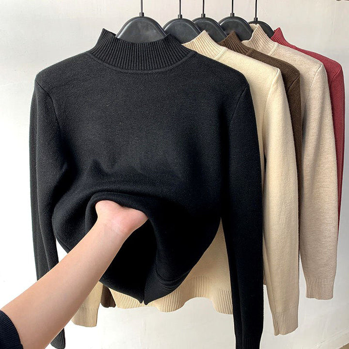Olivia - Women's Ribbed Mock Neck Long Sleeve Sweater