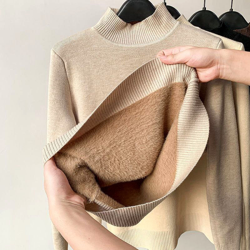 Olivia - Women's Ribbed Mock Neck Long Sleeve Sweater