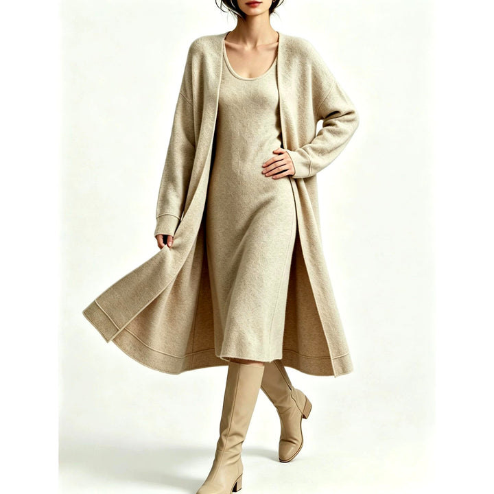 Oprah - Women's Knit Dress and Long Cardigan Set 2