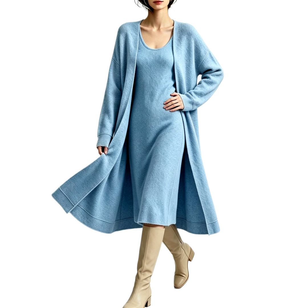Oprah - Women's Knit Dress and Long Cardigan Set 3