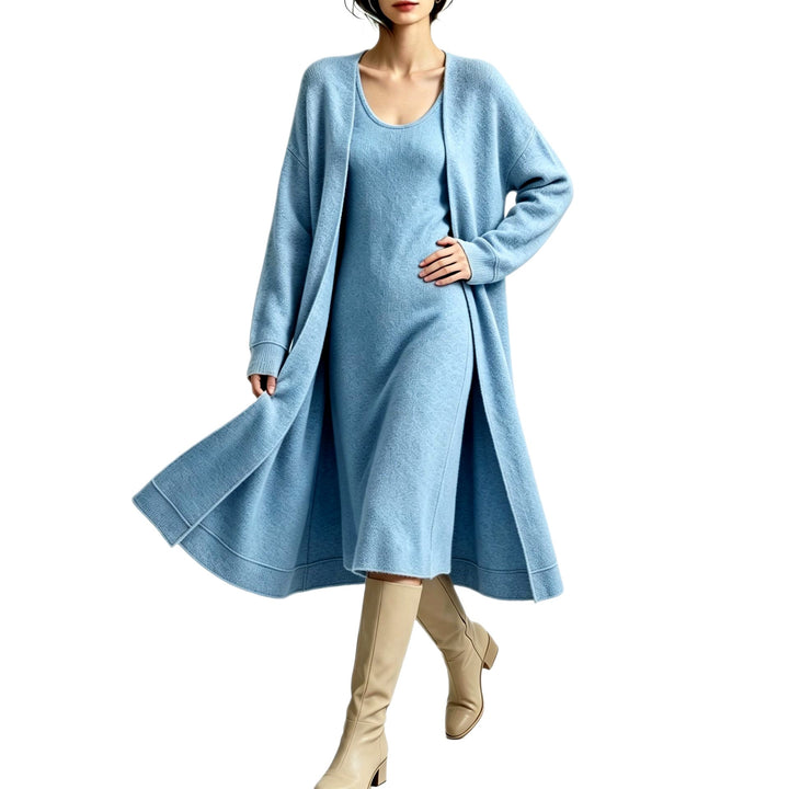 Oprah - Women's Knit Dress and Long Cardigan Set 3