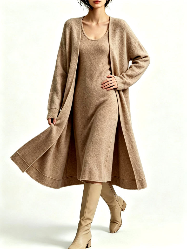 Oprah - Women's Knit Dress and Long Cardigan Set 4