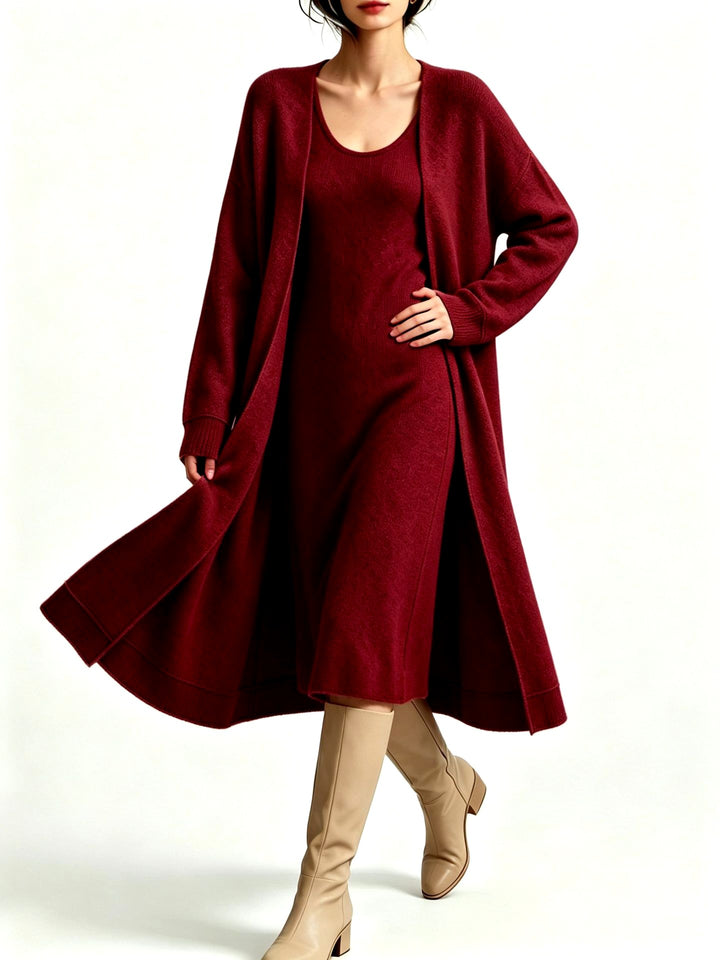 Oprah - Women's Knit Dress and Long Cardigan Set 5