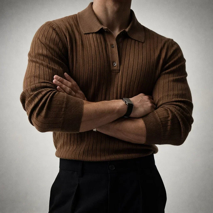 Orson - Men's Vertical-Ribbed Knit Polo