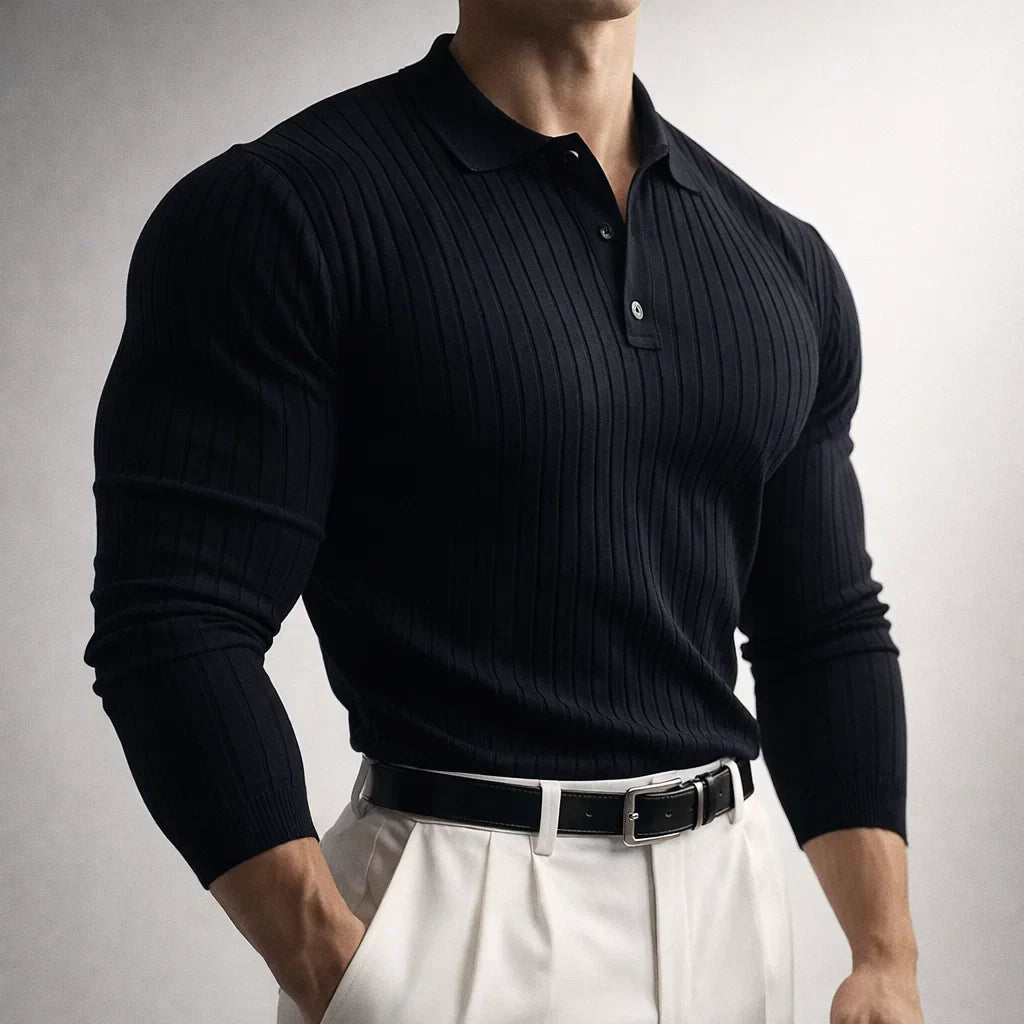 Orson - Men's Vertical-Ribbed Knit Polo