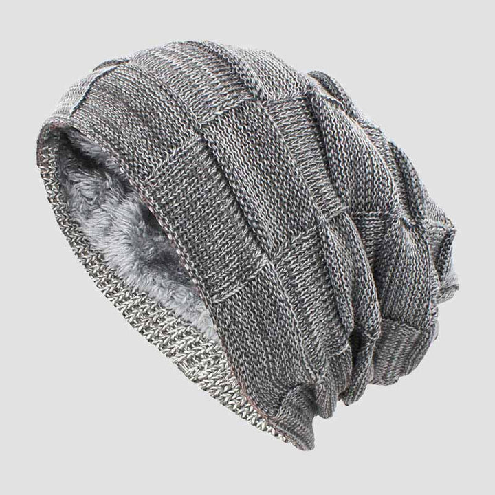 Oslo - Textured Knit Slouchy Beanie with Fleece Lining