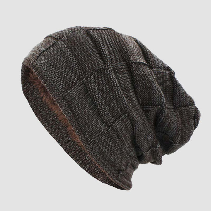 Oslo - Textured Knit Slouchy Beanie with Fleece Lining