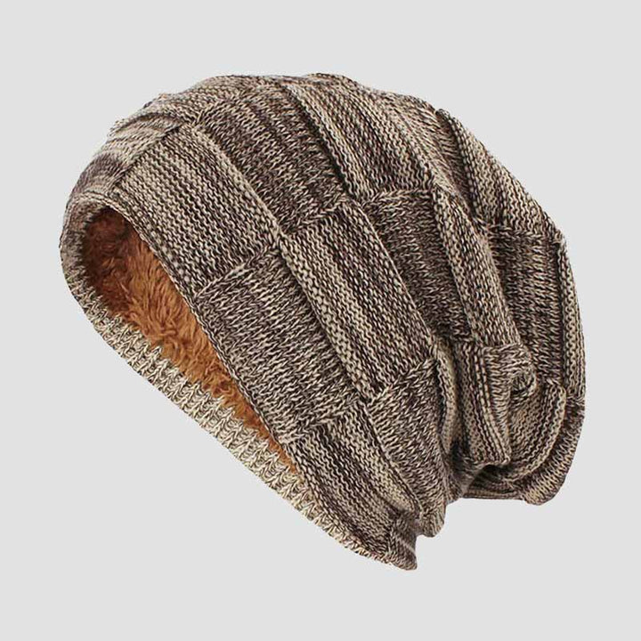 Oslo - Textured Knit Slouchy Beanie with Fleece Lining
