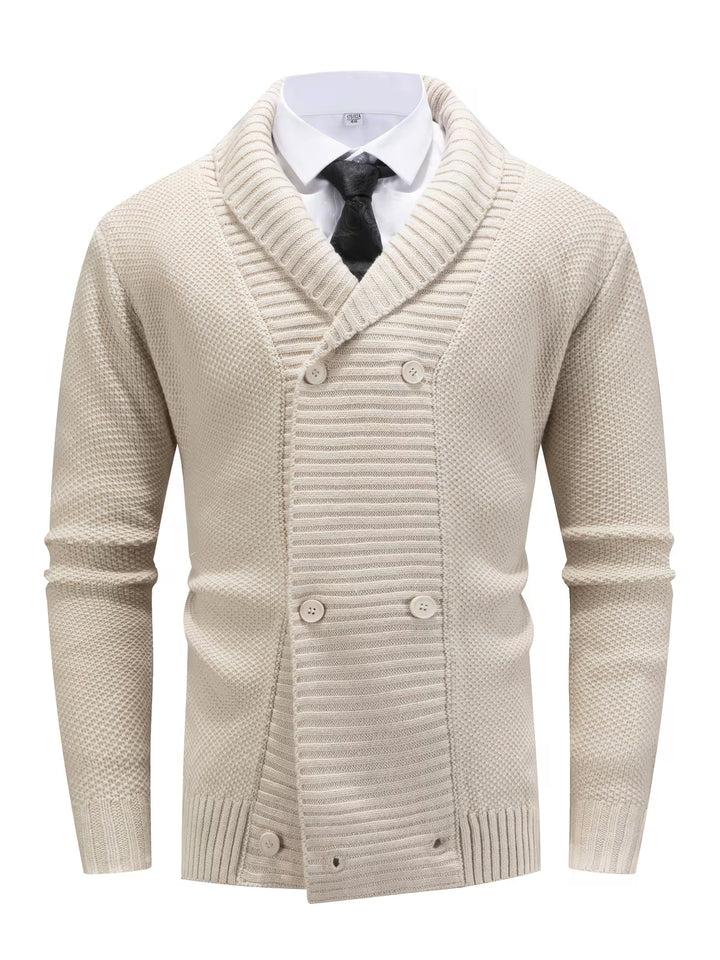 Owen - Men's Double-Breasted Lapel Cardigan Sweater