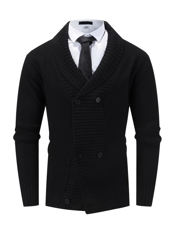 Owen - Men's Double-Breasted Lapel Cardigan Sweater
