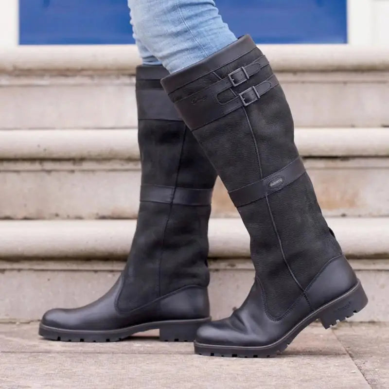 Portia - Women's Knee-High Boots with  Buckle-Strap