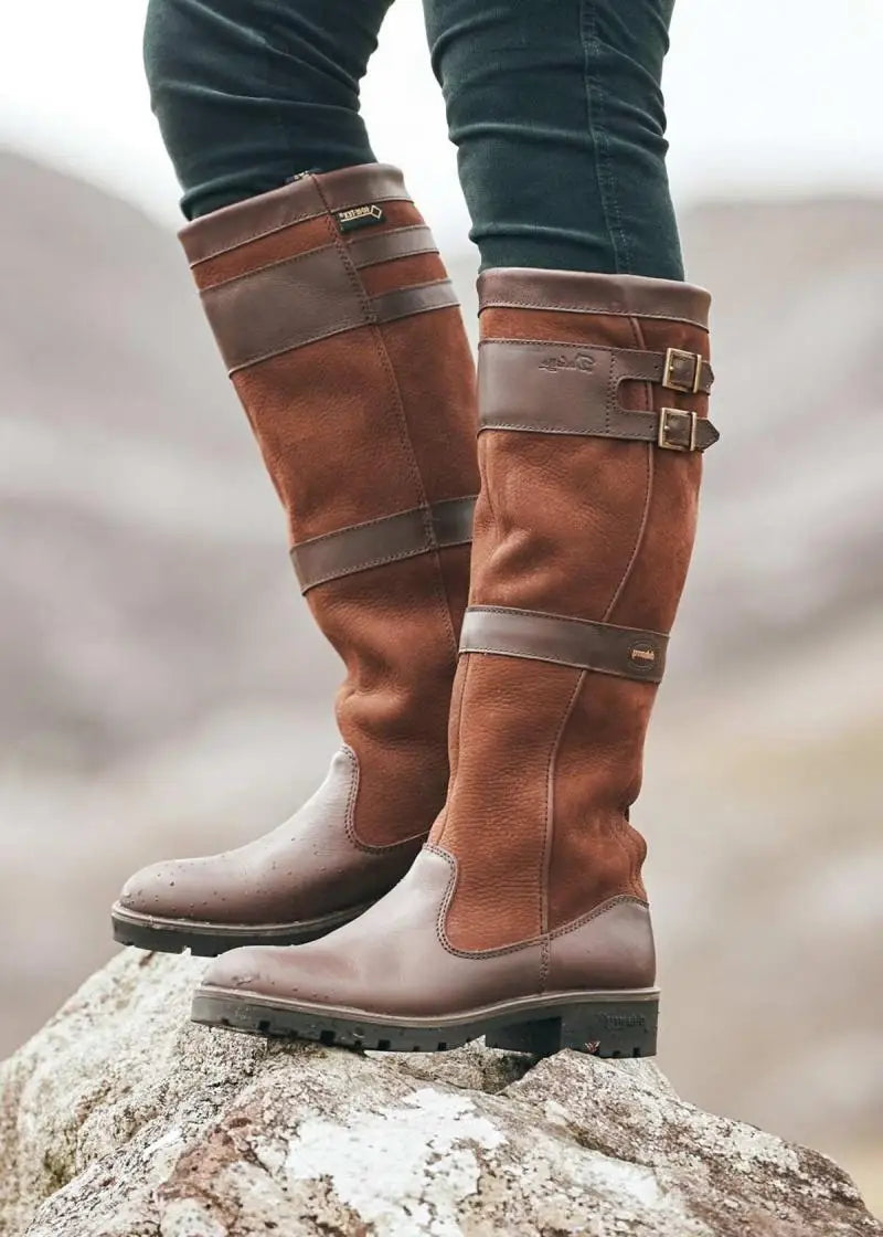 Portia - Women's Knee-High Boots with  Buckle-Strap