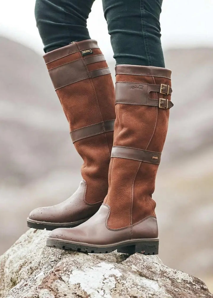 Portia - Women's Knee-High Boots with  Buckle-Strap