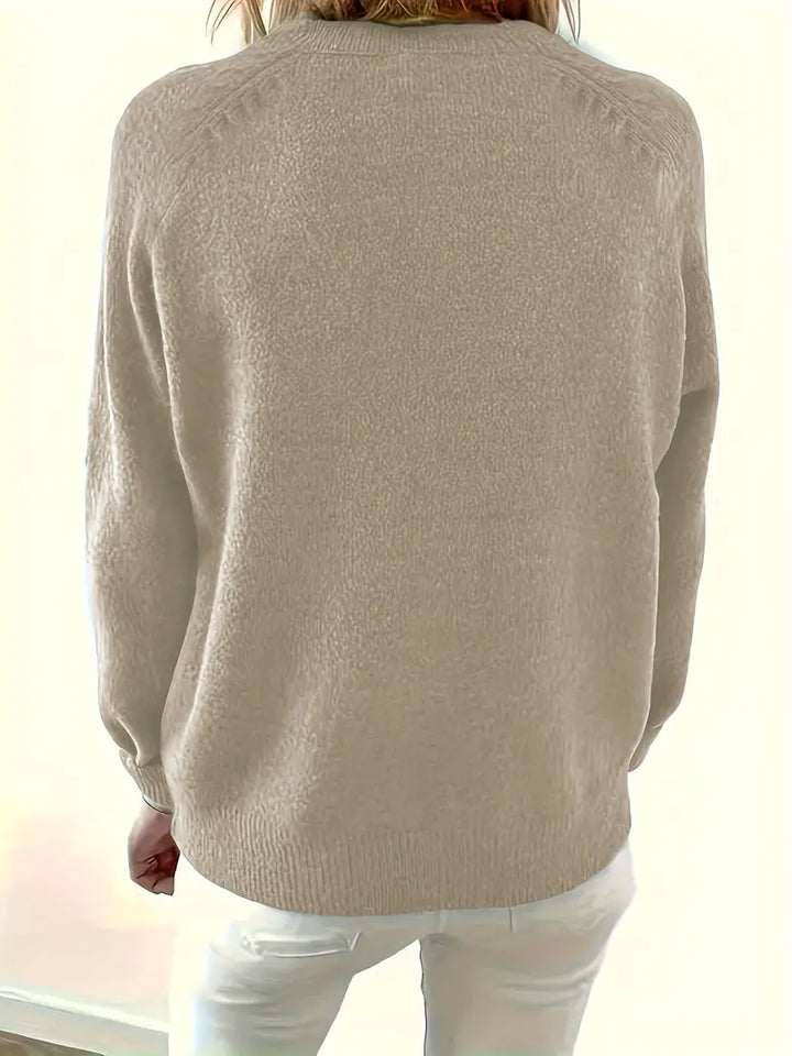 Portia - Women's Pullover Half-Buttoned Sweater