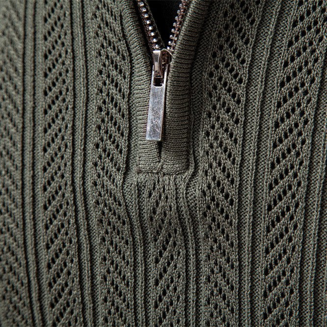Preston - Men's Quarter-Zip Textured Knit Polo Sweater 6