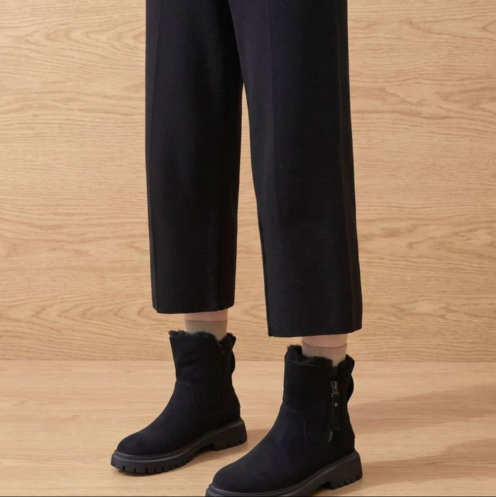 Quinley - Women's Suede Fur-Lined Ankle Boots