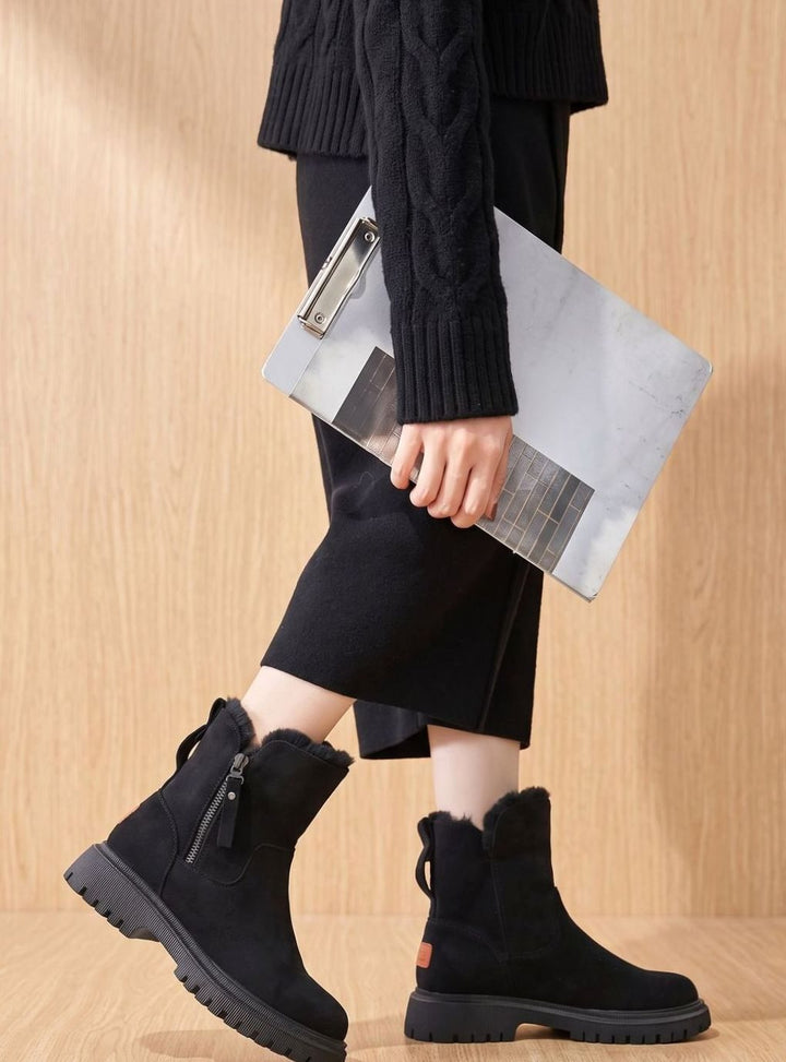Quinley - Women's Suede Fur-Lined Ankle Boots