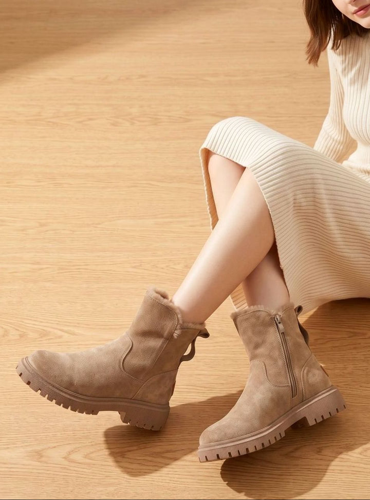 Quinley - Women's Suede Fur-Lined Ankle Boots