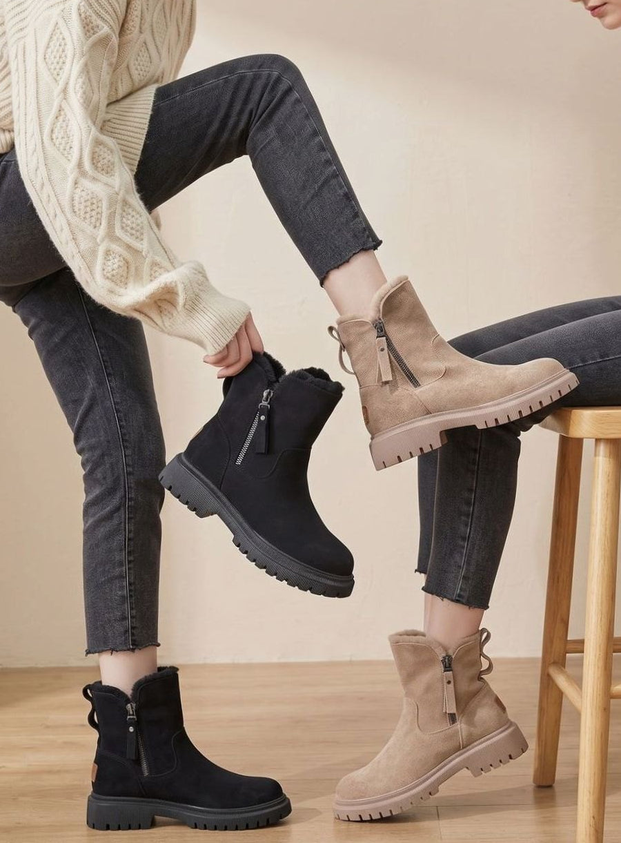 Quinley - Women's Suede Fur-Lined Ankle Boots