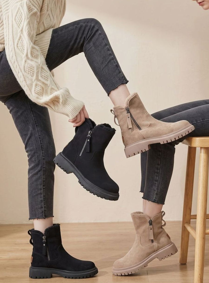 Quinley - Women's Suede Fur-Lined Ankle Boots