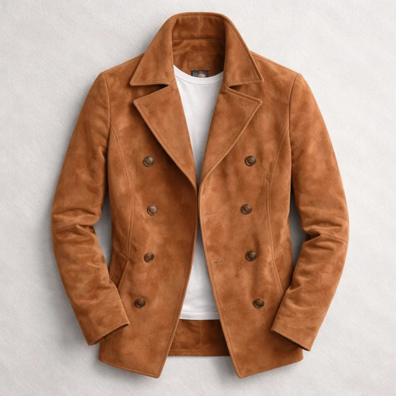 Quinton - Men's Double-Breasted Suede Blazer